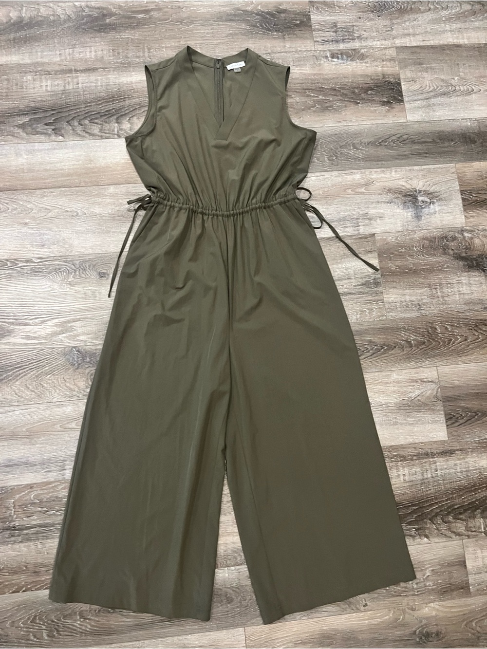 Calvin Klein Olive Green Sleeveless Wide Leg Jumpsuit Size 14